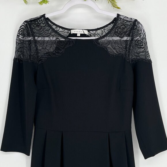 Sandro Paris Black Lace Sheath Dress Elegant Cocktail Size 2 Holiday Dress - Picture 5 of 10